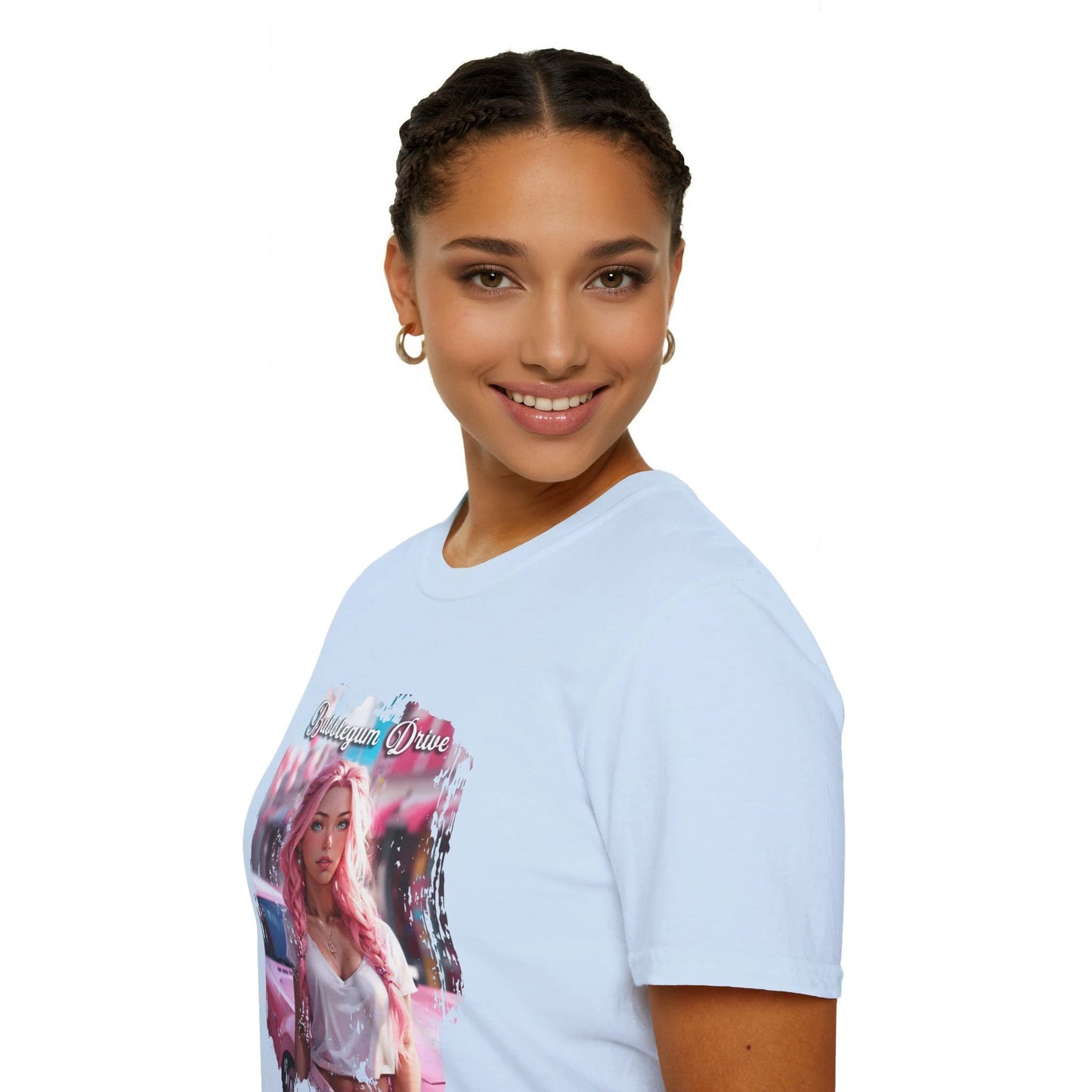 Bubblegum Drive T-Shirt - Pink Car Unisex Cotton Tee - LucyKay store