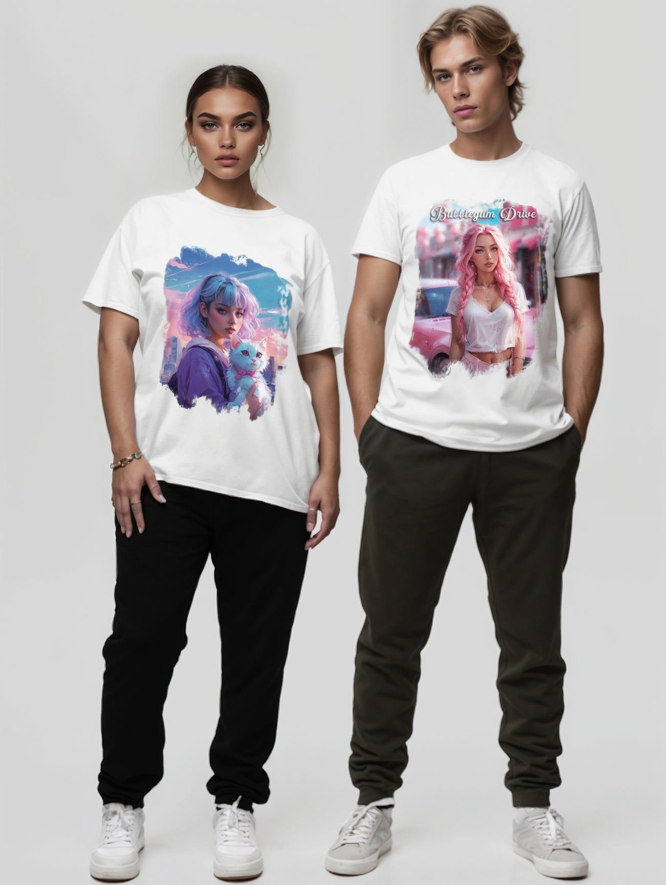 Bubblegum Drive T-Shirt - Pink Car Unisex Cotton Tee - LucyKay store