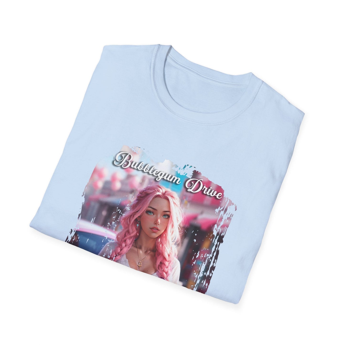 Bubblegum Drive T-Shirt - Pink Car Unisex Cotton Tee - LucyKay store