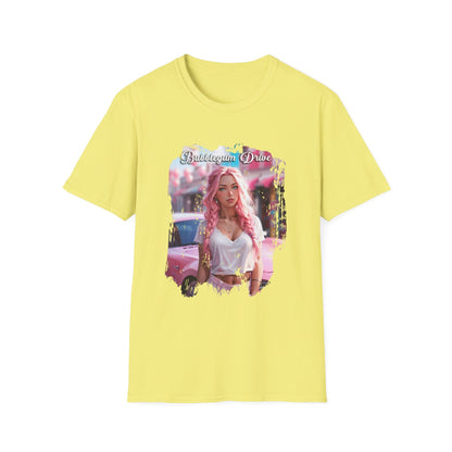 Bubblegum Drive T-Shirt - Pink Car Unisex Cotton Tee - LucyKay store
