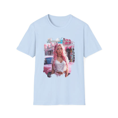 Bubblegum Drive T-Shirt - Pink Car Unisex Cotton Tee - LucyKay store