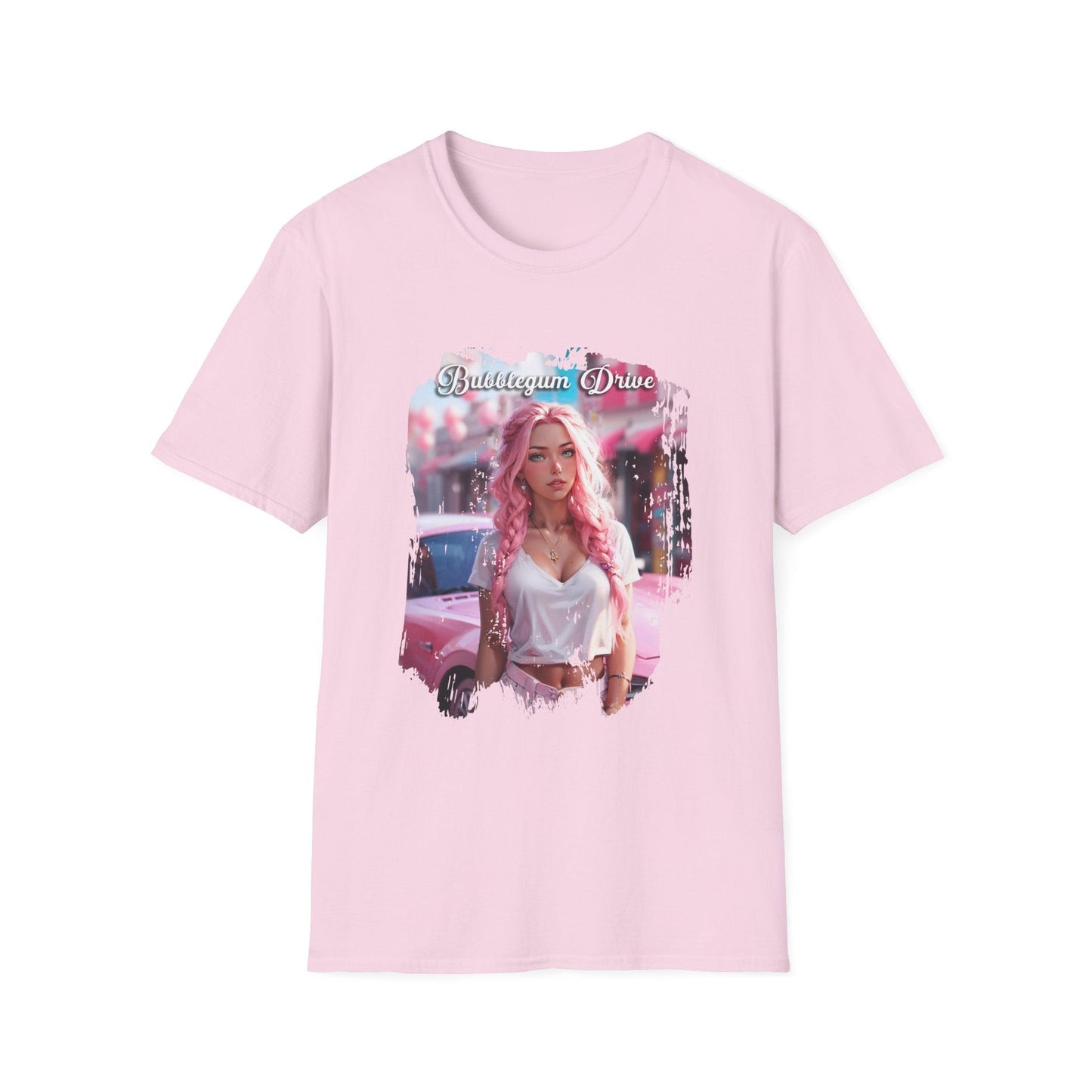 Bubblegum Drive T-Shirt - Pink Car Unisex Cotton Tee - LucyKay store