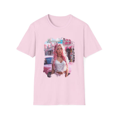 Bubblegum Drive T-Shirt - Pink Car Unisex Cotton Tee - LucyKay store