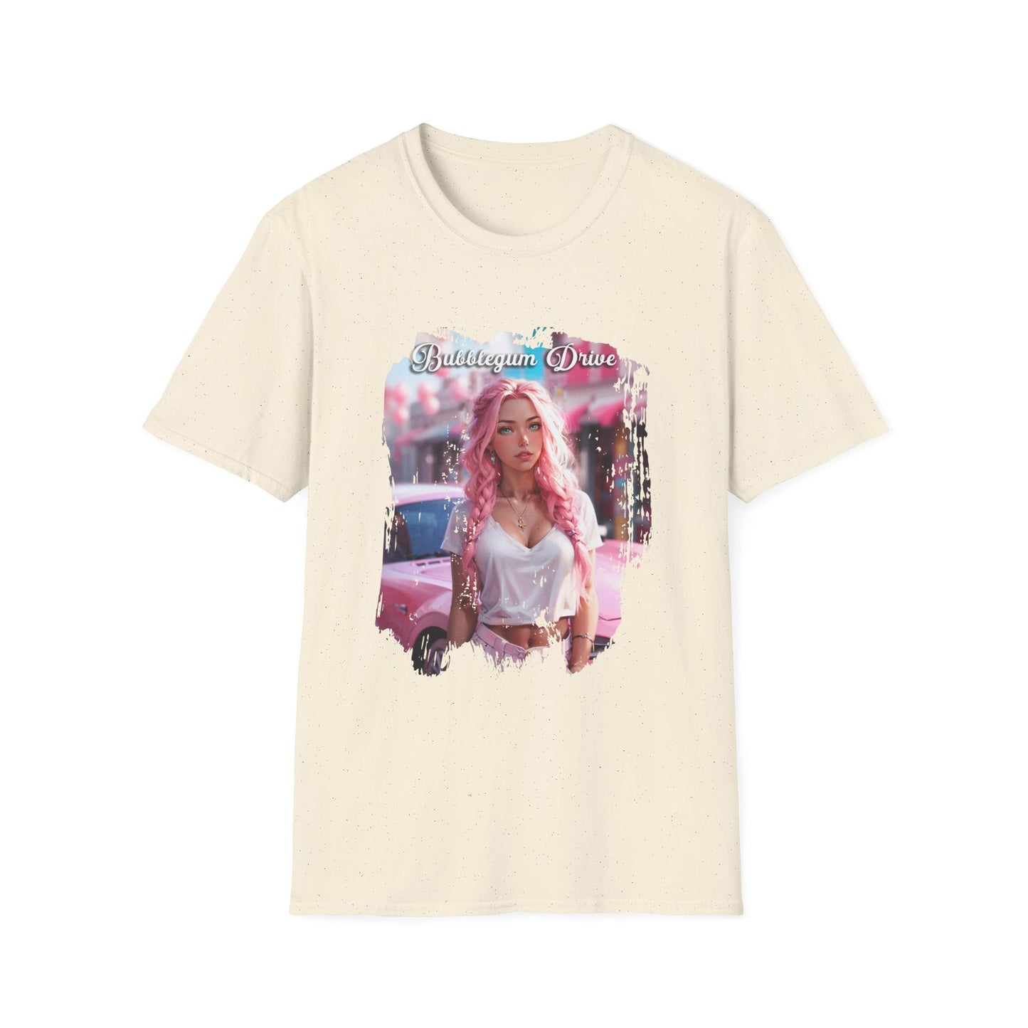 Bubblegum Drive T-Shirt - Pink Car Unisex Cotton Tee - LucyKay store