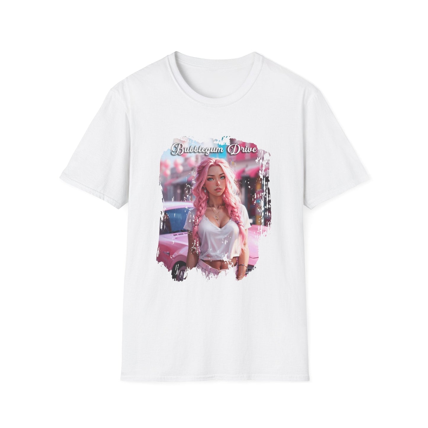 Bubblegum Drive T-Shirt - Pink Car Unisex Cotton Tee - LucyKay store