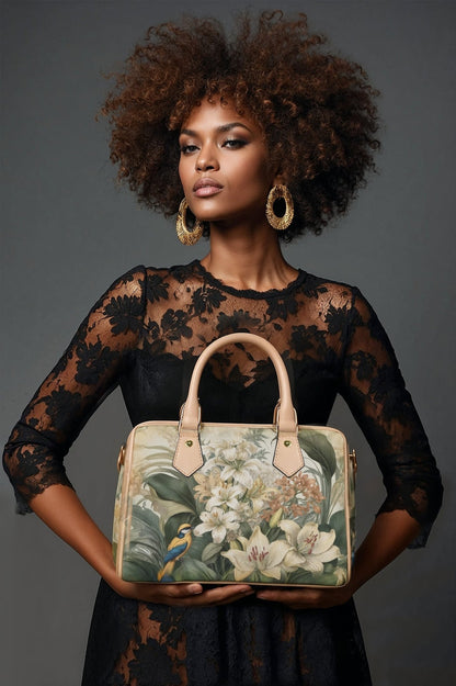 Tropical Floral Bird Print PU Leather Handbag - LucyKay store