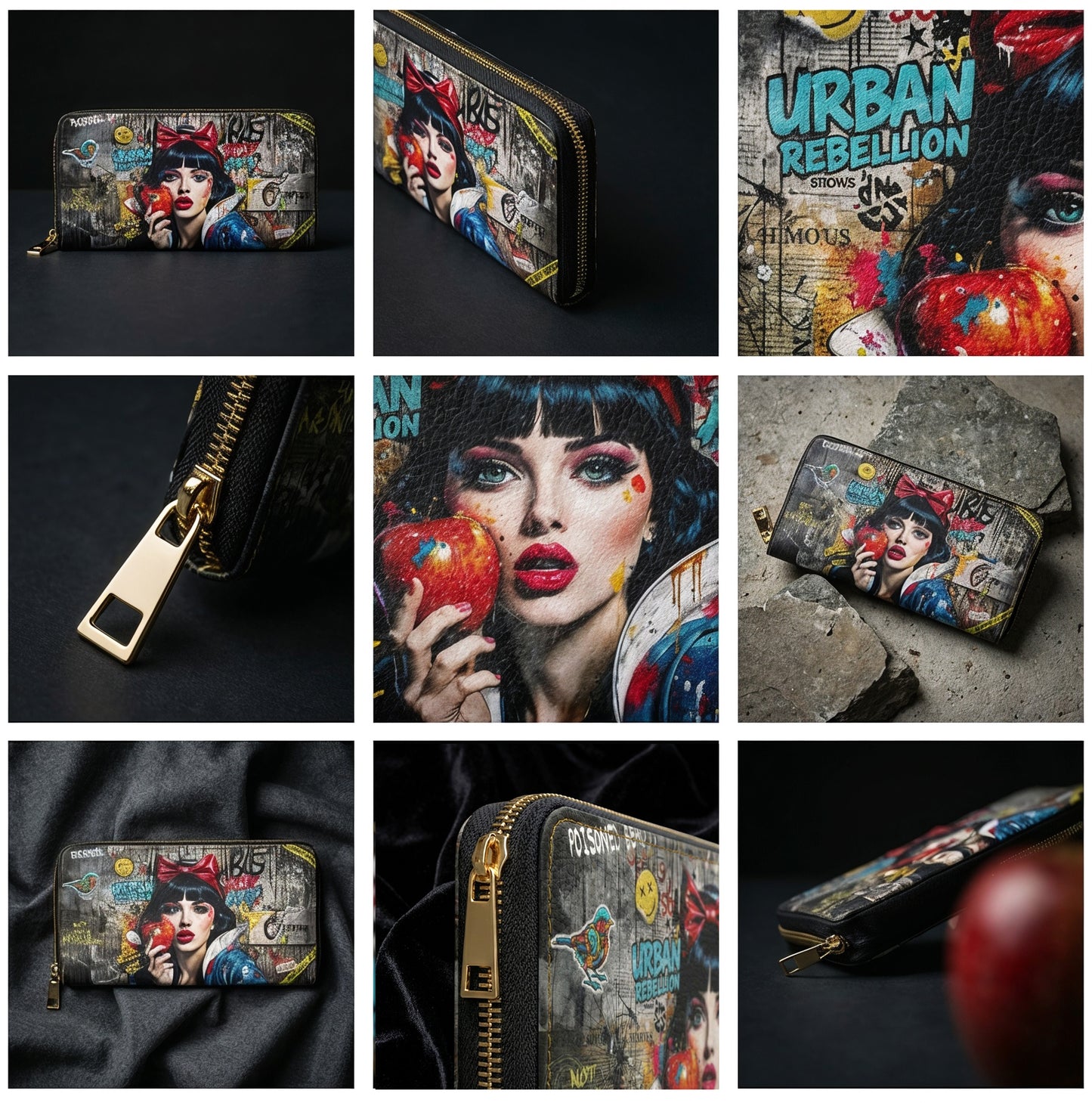 Pop Art Snow White Zipper Wallet | Urban Graffiti Princess - LucyKay store
