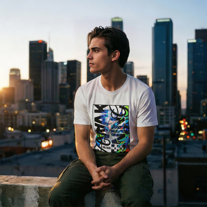 Neon Graffiti Anime T-Shirt | Abstract Street Art Portrait Tee - LucyKay store