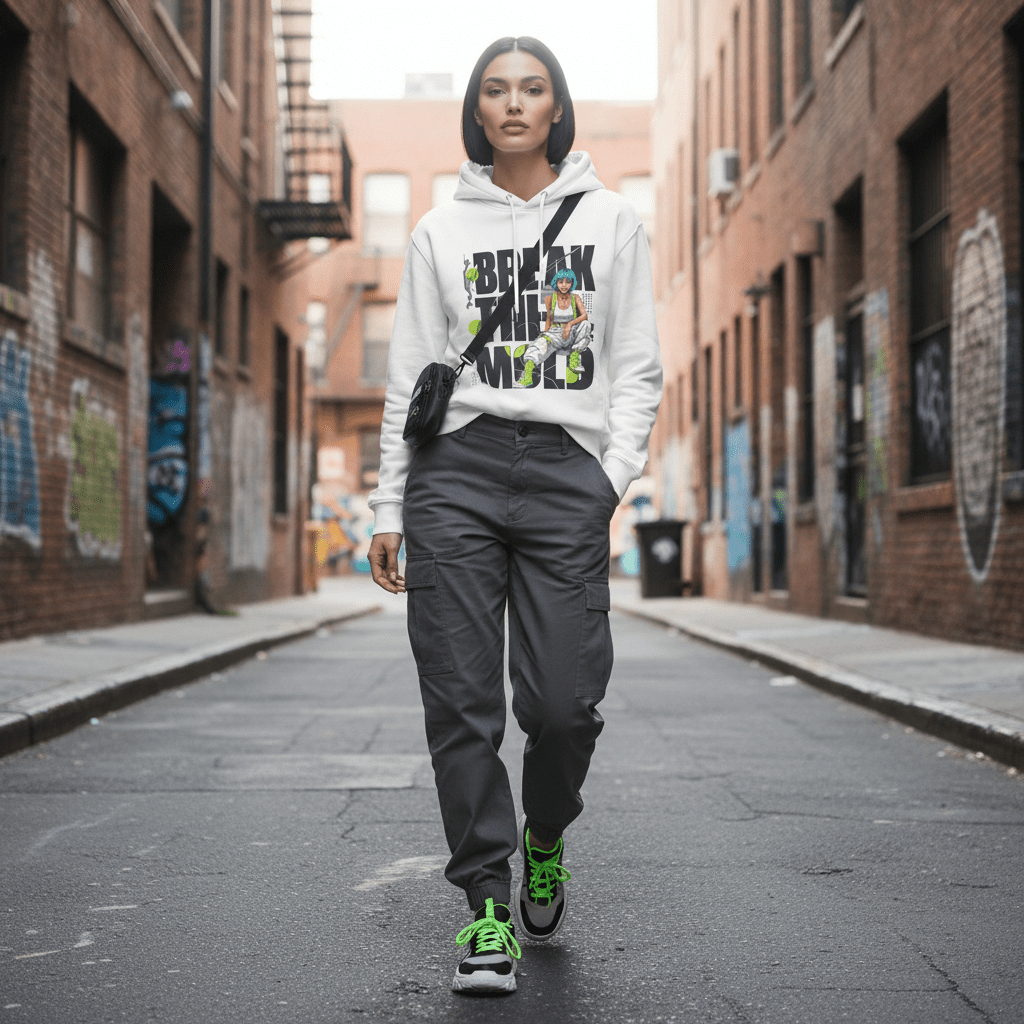 Break The Mold Hoodie | Bold Typography, Neon Accent - LucyKay store