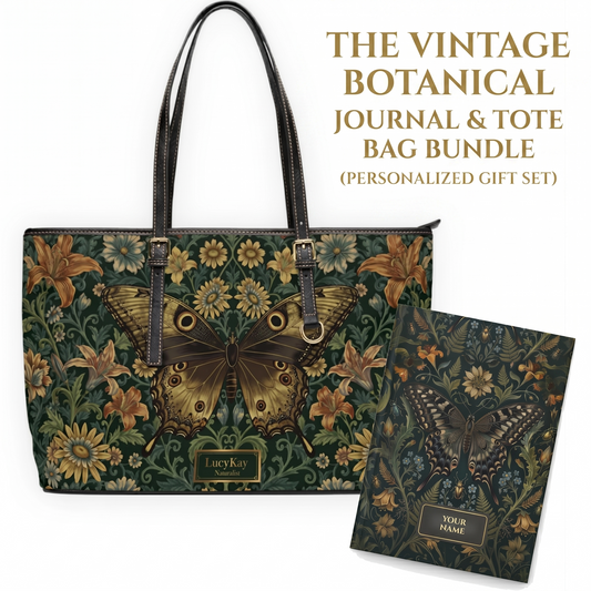 Vintage Botanical Journal and Tote Bag Bundle