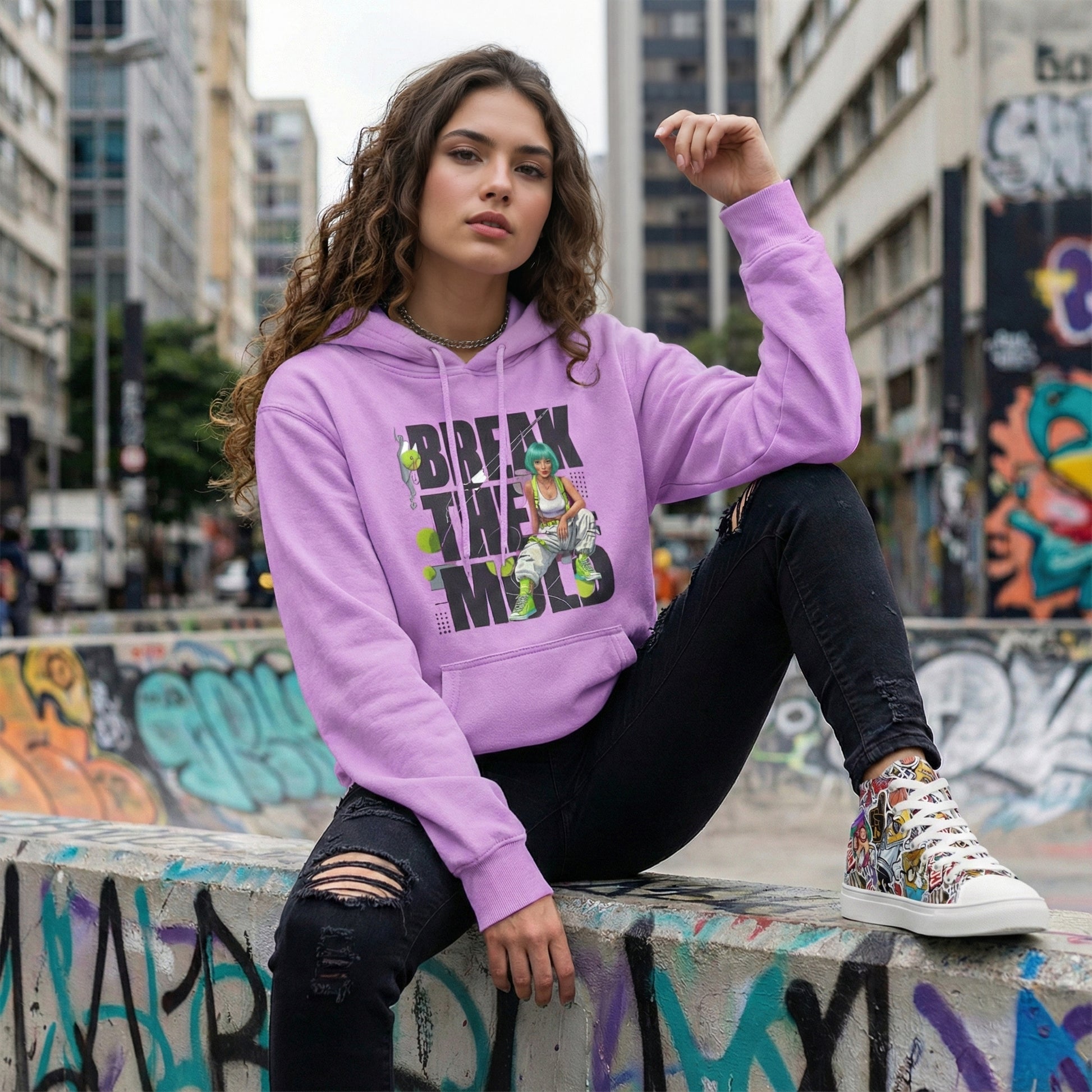 Break The Mold Hoodie | Bold Typography, Neon Accent - LucyKay store