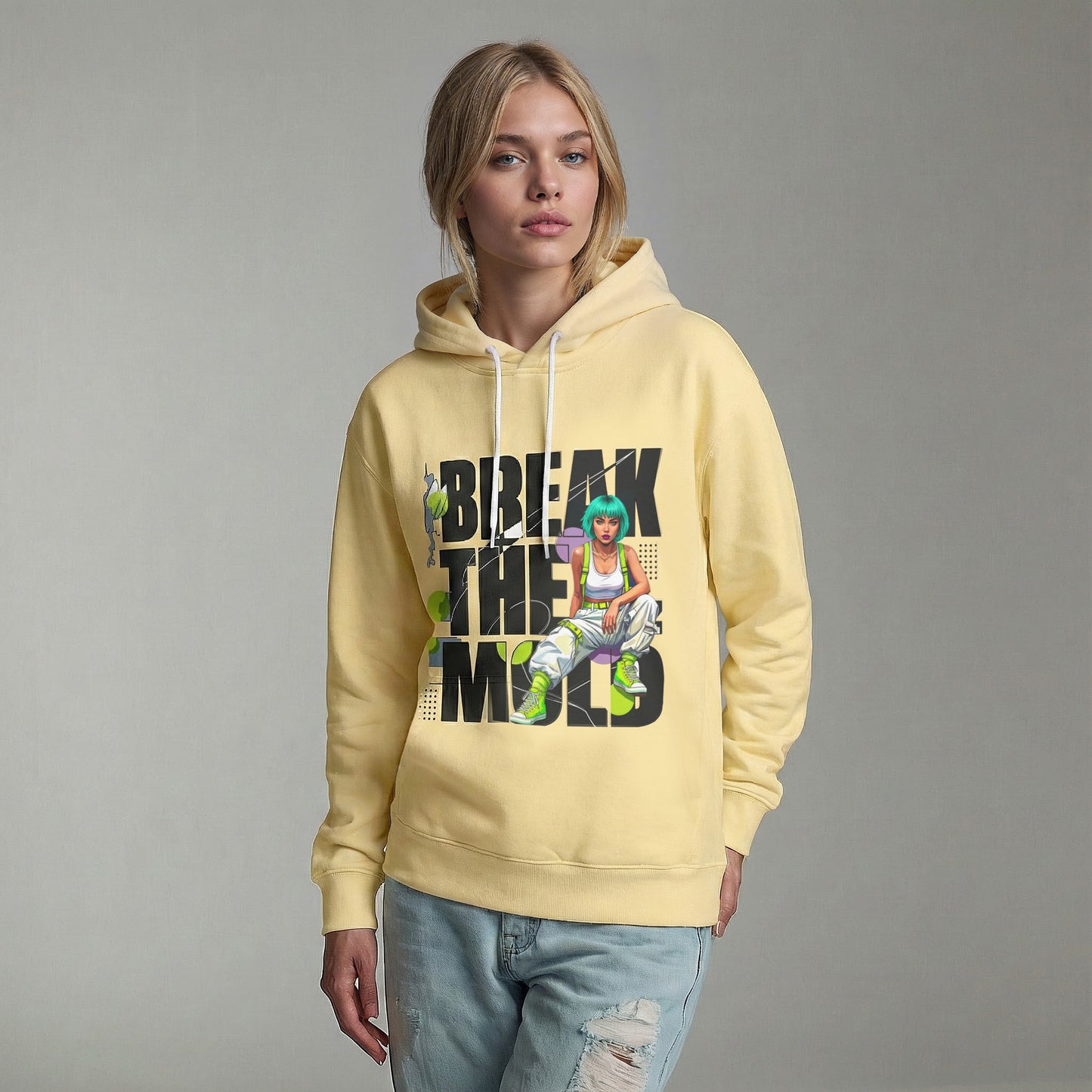 Break The Mold Hoodie | Bold Typography, Neon Accent - LucyKay store