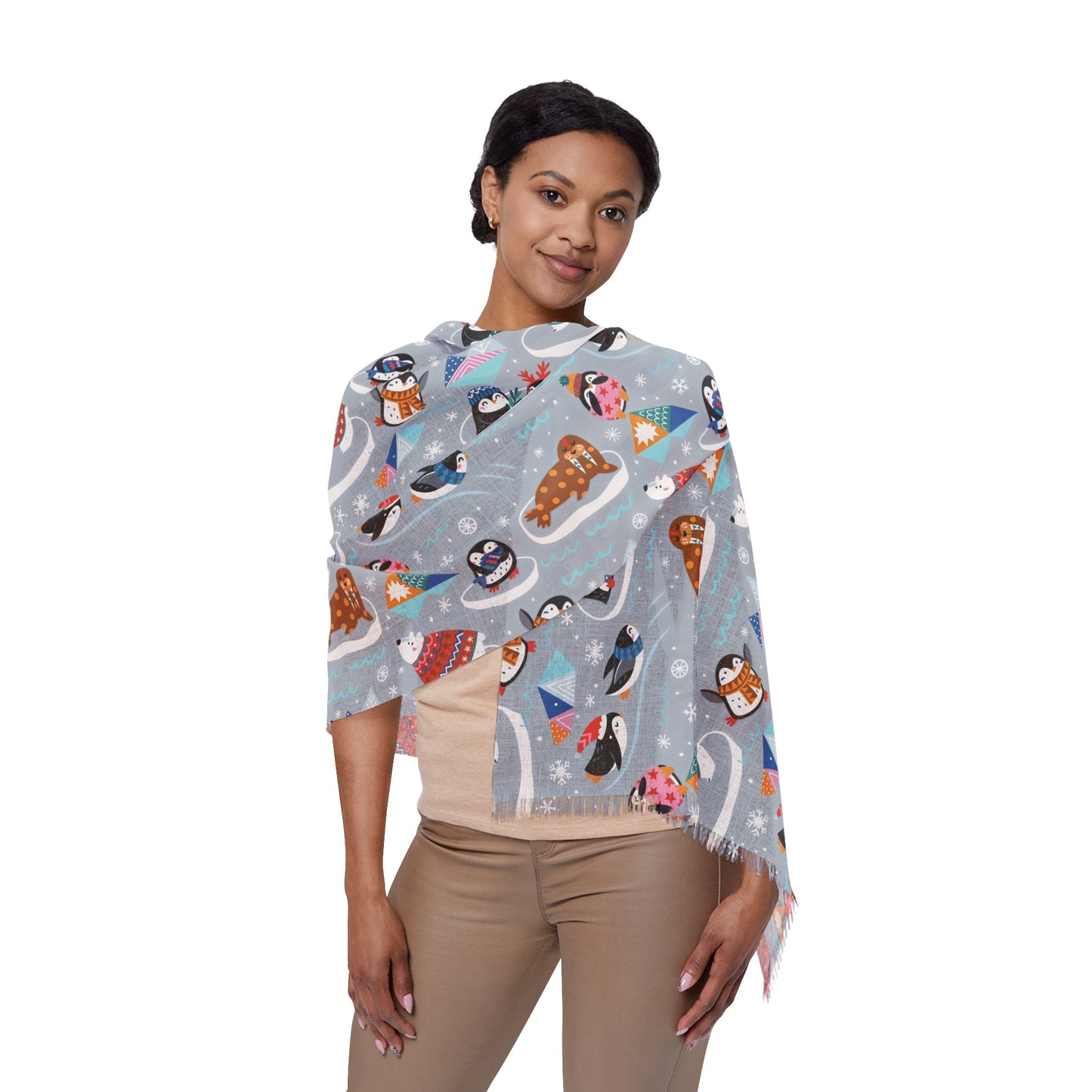Whimsical Light Scarf with Playful Food & Animal Prints - LucyKay store