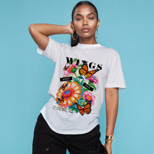 Butterfly T-Shirt | Colorful Floral Wings Graphic Tee - LucyKay store