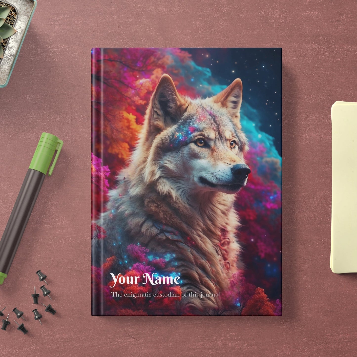 Personalized Nature A5 Notebook, Animal Art Gift - Celestial Wolf Journal - LucyKay store