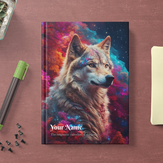 Personalized Nature A5 Notebook, Animal Art Gift - Celestial Wolf Journal - LucyKay store