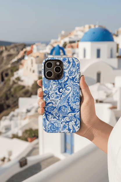 Blue Floral Paisley Tough Phone Case - 2 - Piece Protective - LucyKay store