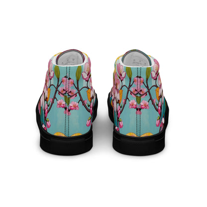 Women’s Floral High Top Sneakers – Colorful Canvas Streetwear Shoes - LucyKay store
