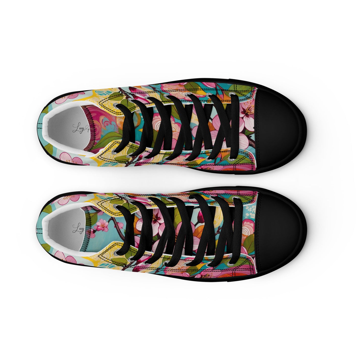 Women’s Floral High Top Sneakers – Colorful Canvas Streetwear Shoes - LucyKay store