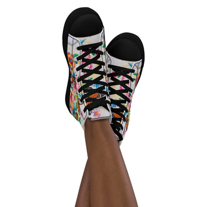 Women's Floral Butterfly High - Top Canvas Sneakers | Colorful Artistic Shoes - LucyKay store