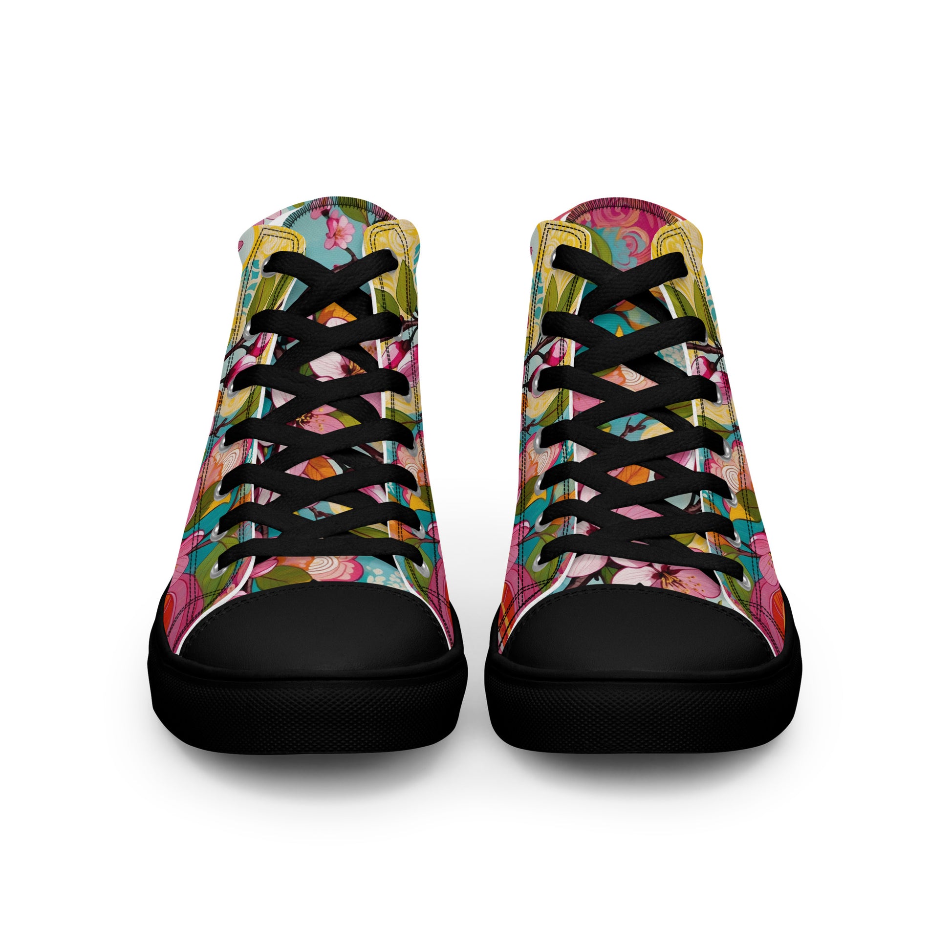 Women’s Floral High Top Sneakers – Colorful Canvas Streetwear Shoes - LucyKay store
