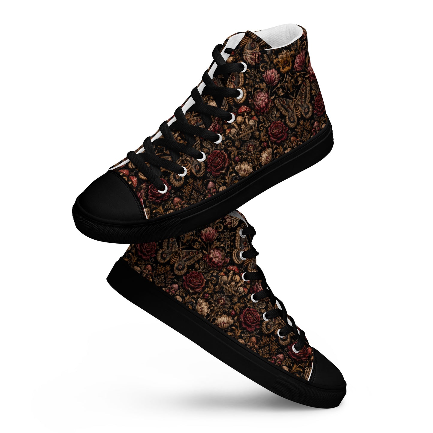Dark Romantic High Top Canvas Shoes – Gothic Floral