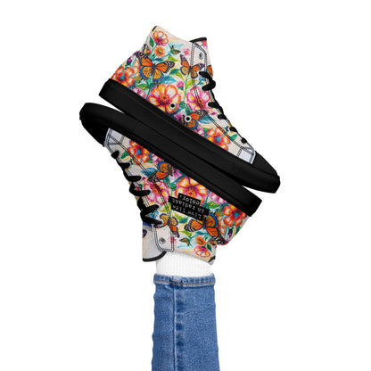 Women's Floral Butterfly High - Top Canvas Sneakers | Colorful Artistic Shoes - LucyKay store