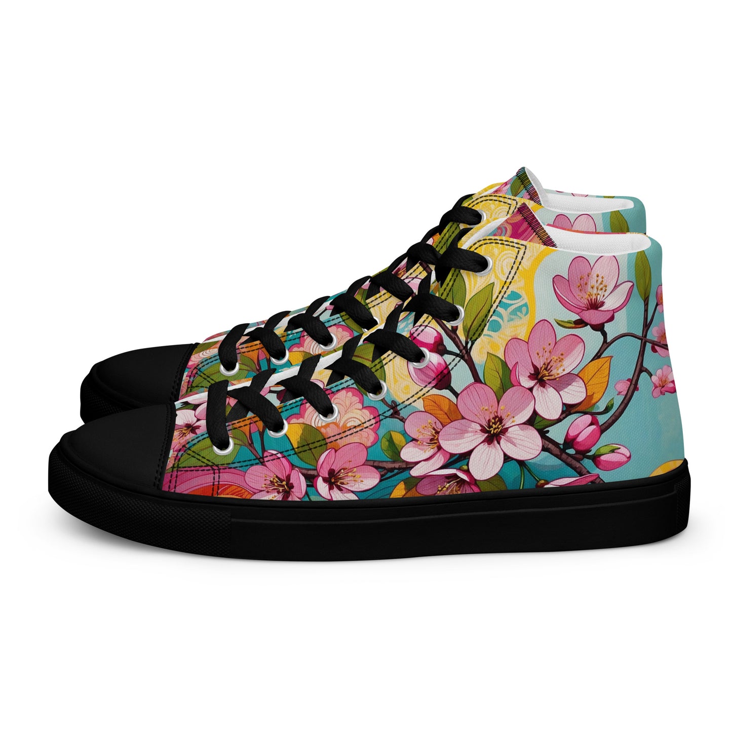 Women’s Floral High Top Sneakers – Colorful Canvas Streetwear Shoes - LucyKay store