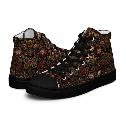 Dark Romantic High Top Canvas Shoes – Gothic Floral