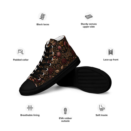 Dark Romantic High Top Canvas Shoes – Gothic Floral