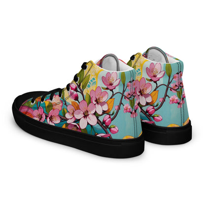 Women’s Floral High Top Sneakers – Colorful Canvas Streetwear Shoes - LucyKay store