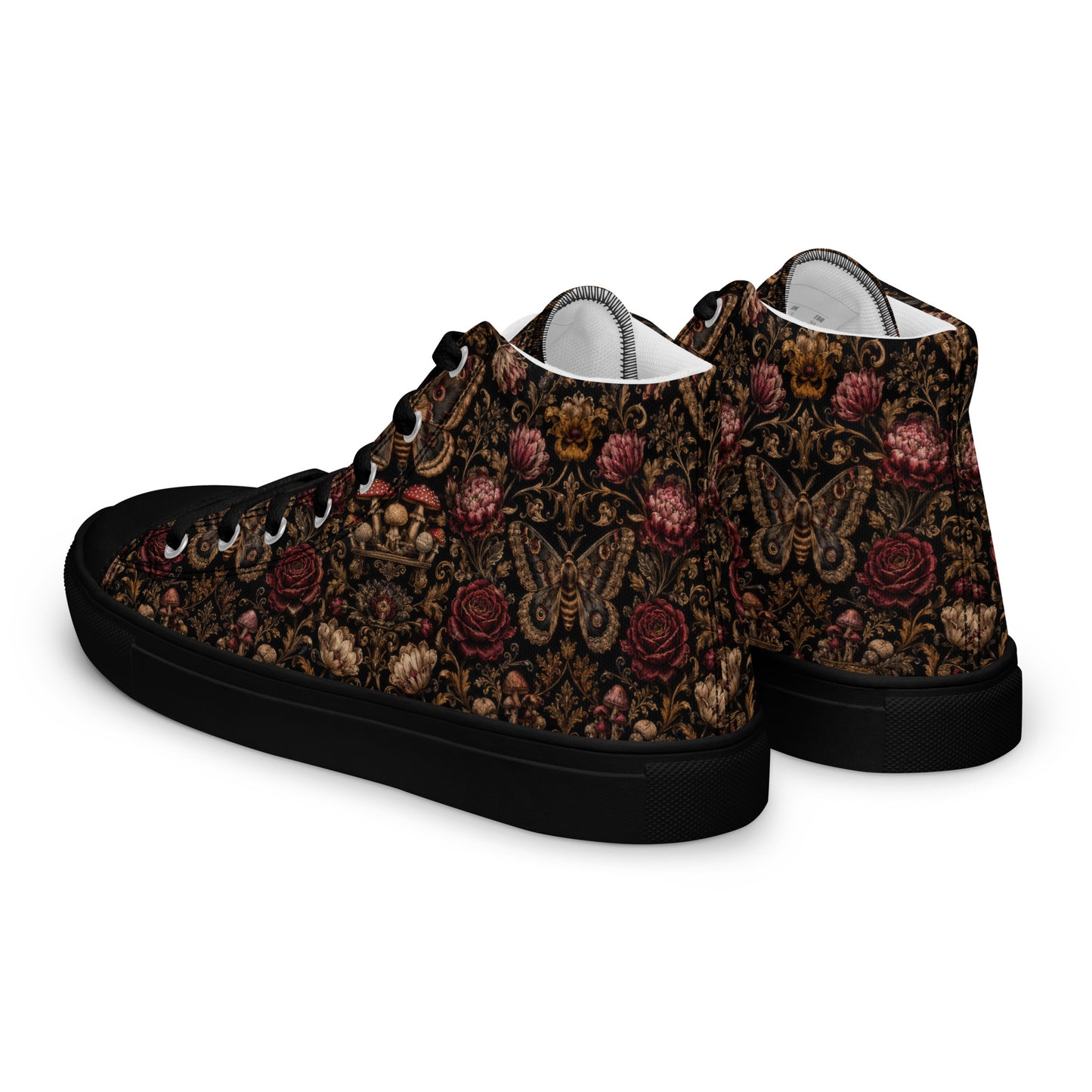 Dark Romantic High Top Canvas Shoes – Gothic Floral