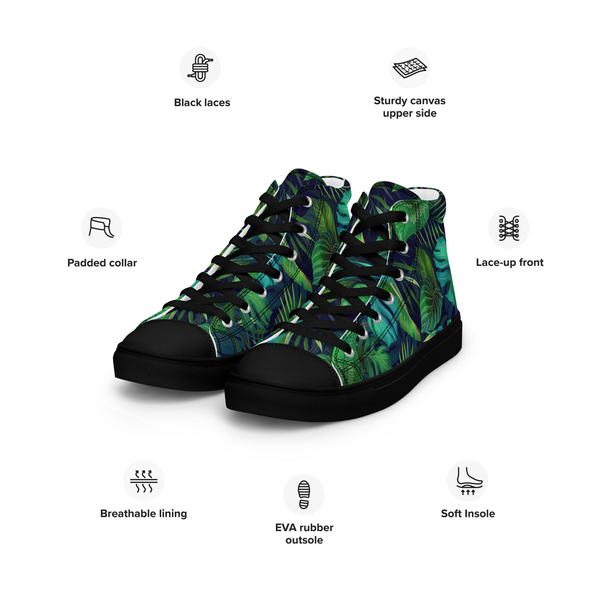 Women’s Lush Jungle Print High - Top Canvas Shoes - LucyKay store