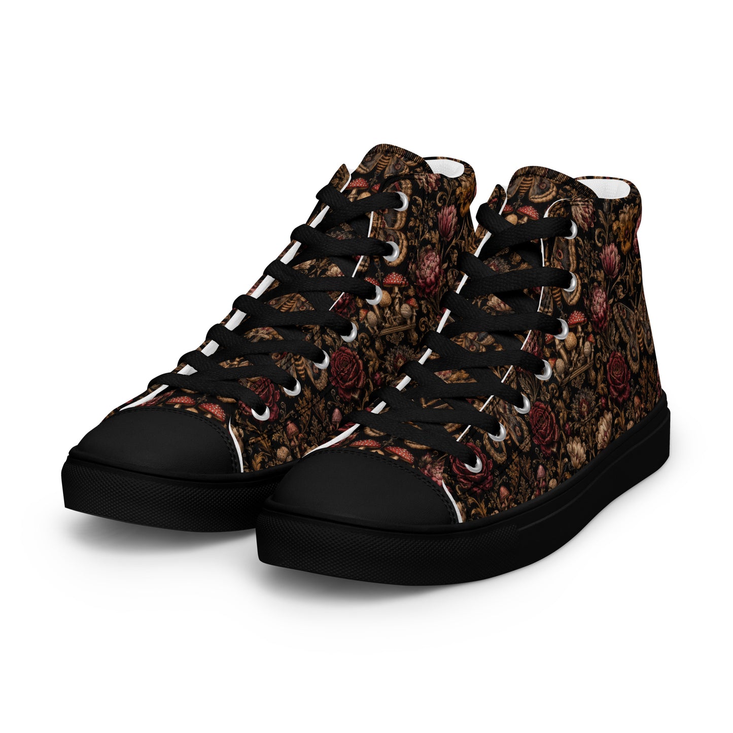 Dark Romantic High Top Canvas Shoes – Gothic Floral
