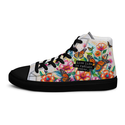 Women's Floral Butterfly High - Top Canvas Sneakers | Colorful Artistic Shoes - LucyKay store