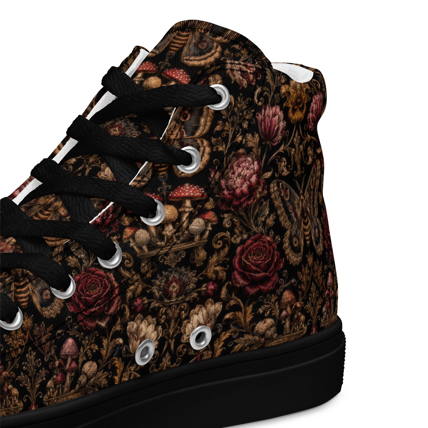 Dark Romantic High Top Canvas Shoes – Gothic Floral