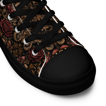 Dark Romantic High Top Canvas Shoes – Gothic Floral