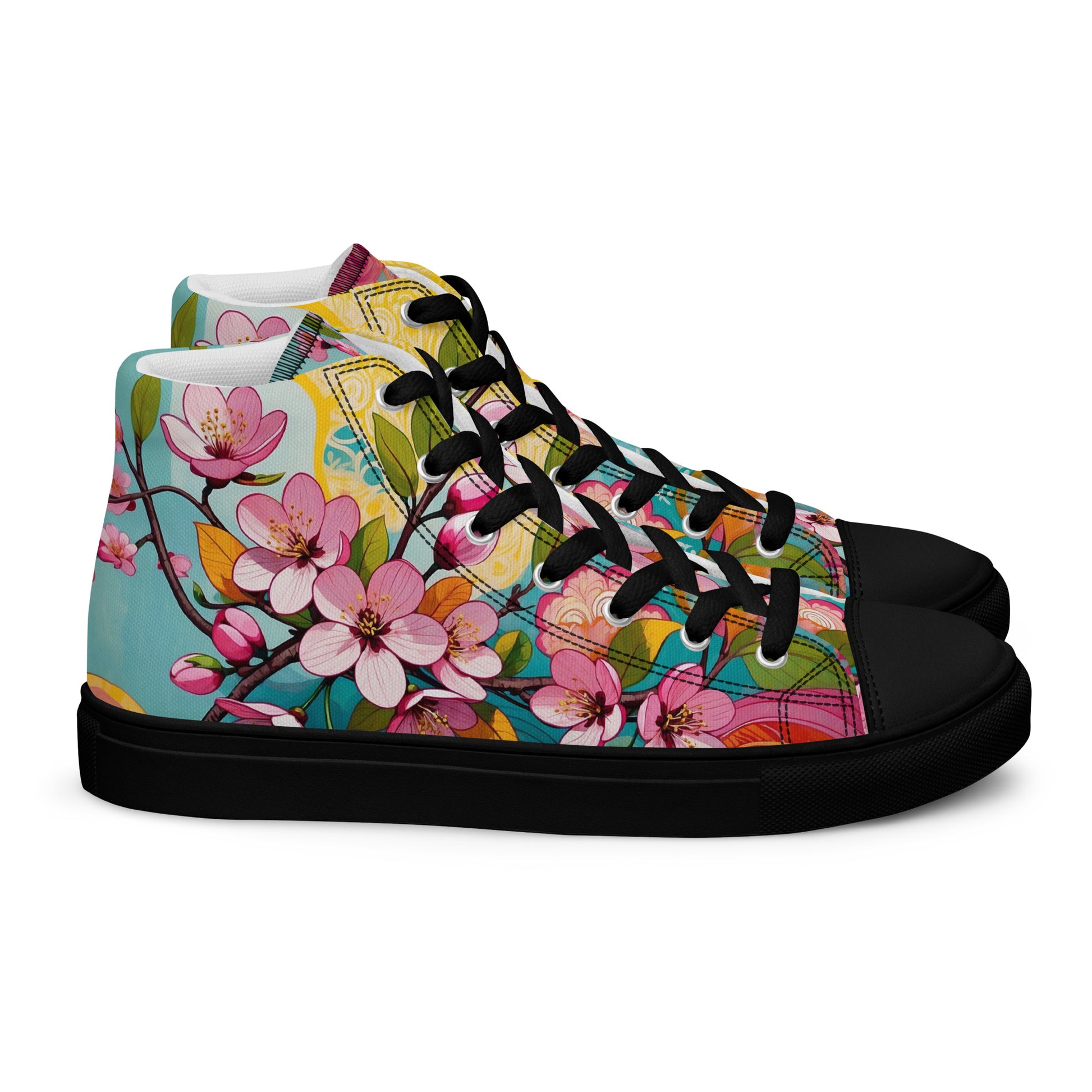 Women’s Floral High Top Sneakers – Colorful Canvas Streetwear Shoes - LucyKay store
