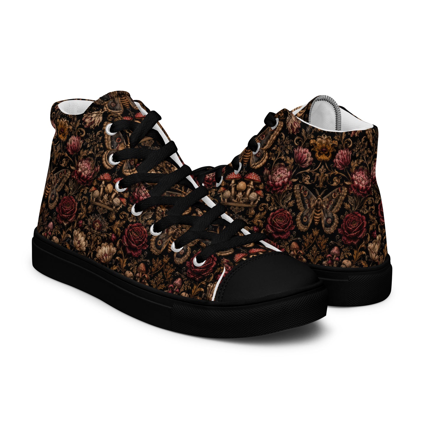 Dark Romantic High Top Canvas Shoes – Gothic Floral