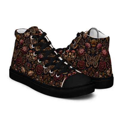 Dark Romantic High Top Canvas Shoes – Gothic Floral