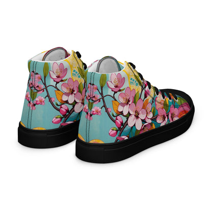 Women’s Floral High Top Sneakers – Colorful Canvas Streetwear Shoes - LucyKay store