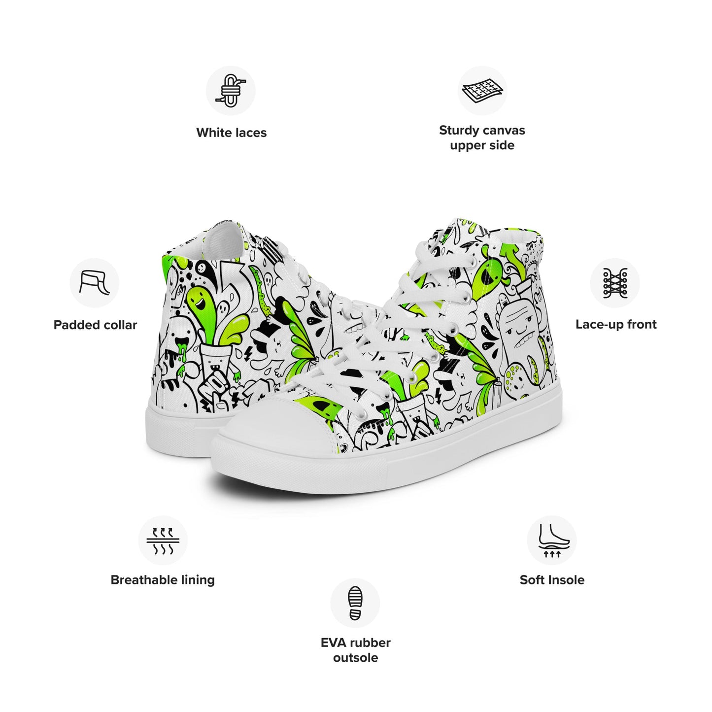 Women’s high top canvas shoes - Doodles - LucyKay store
