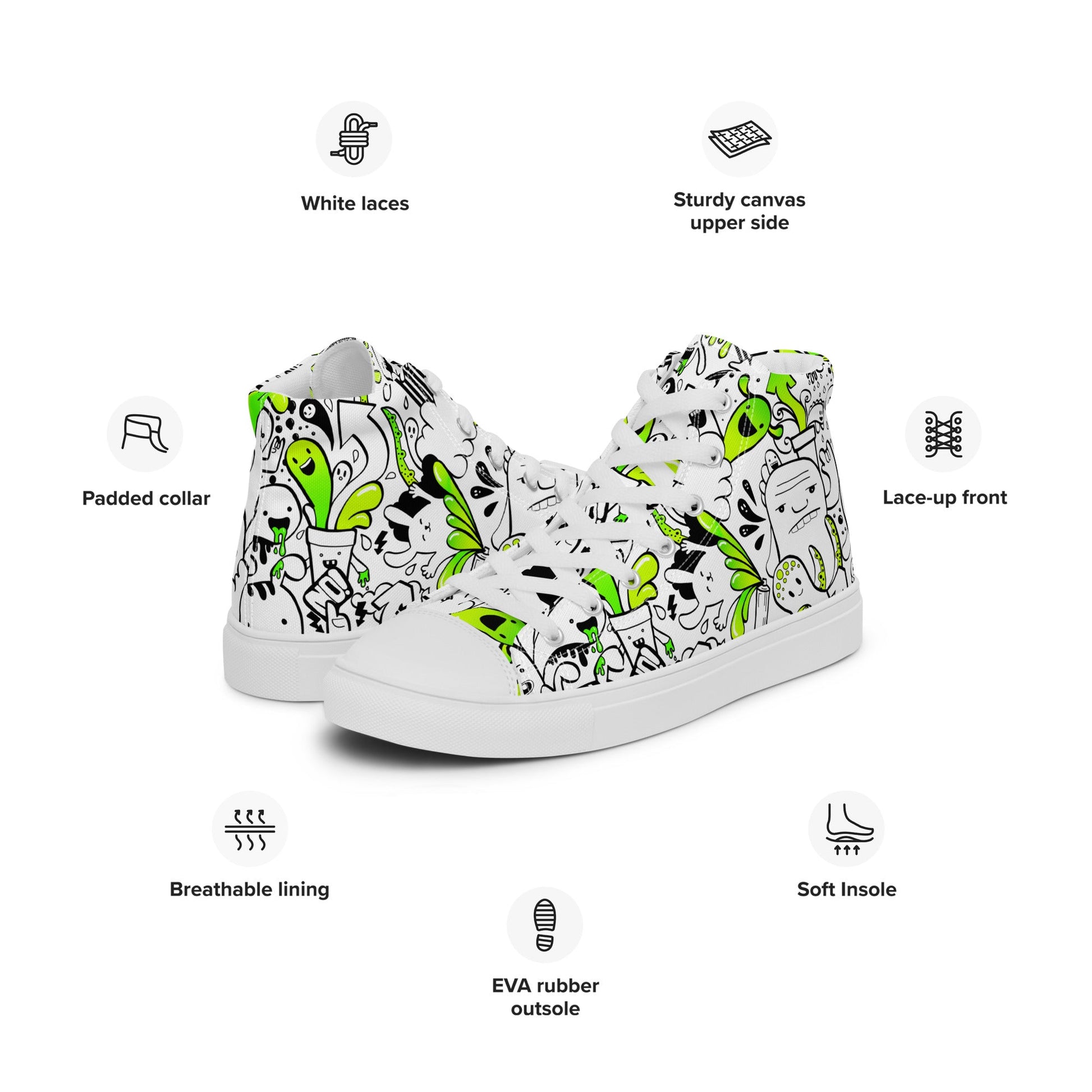 Women’s high top canvas shoes - Doodles - LucyKay store