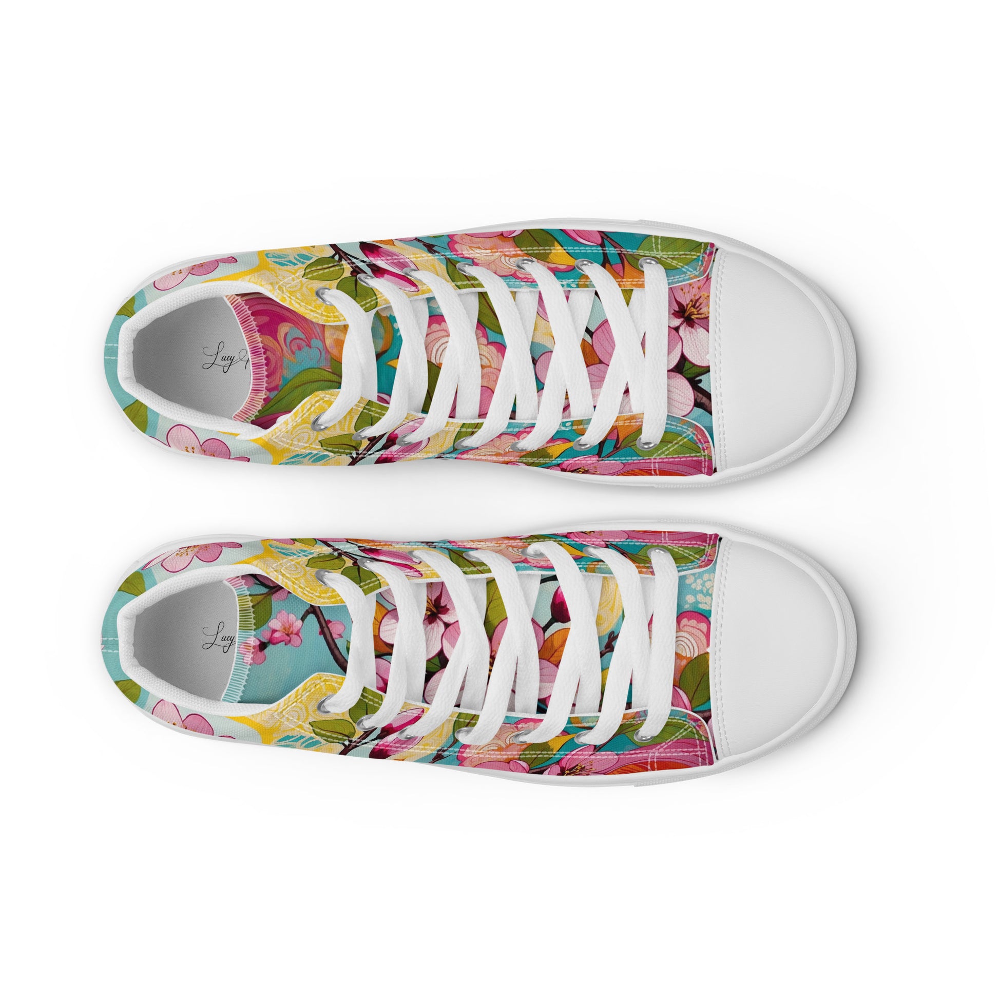 Women’s Floral High Top Sneakers – Colorful Canvas Streetwear Shoes - LucyKay store
