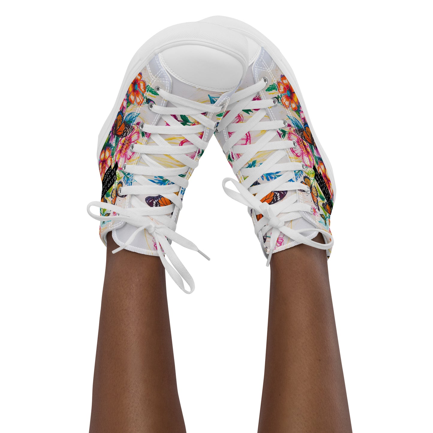 Women's Floral Butterfly High - Top Canvas Sneakers | Colorful Artistic Shoes - LucyKay store