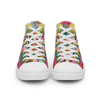 Women’s Floral High Top Sneakers – Colorful Canvas Streetwear Shoes - LucyKay store