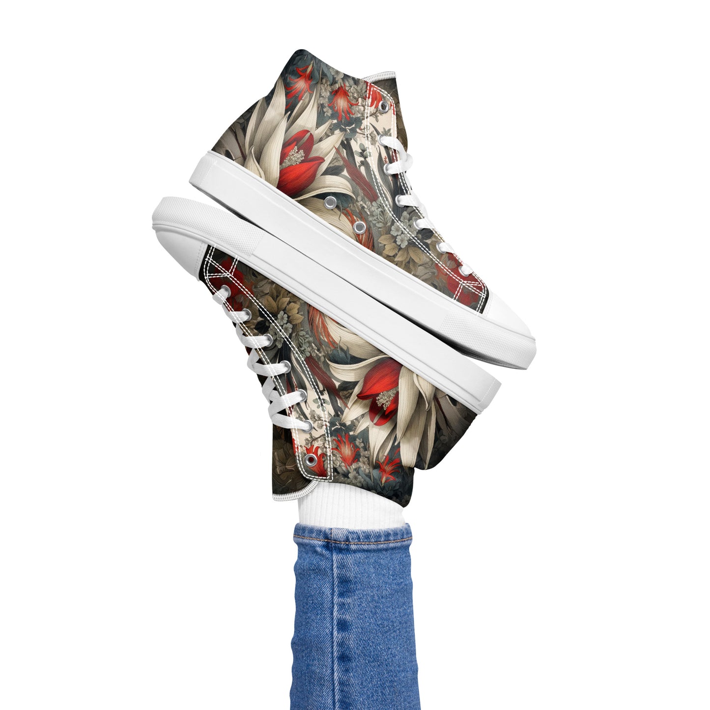 Women's Floral High - Top Canvas Sneakers | Comfortable Artistic Shoes - LucyKay store