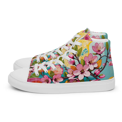 Women’s Floral High Top Sneakers – Colorful Canvas Streetwear Shoes - LucyKay store