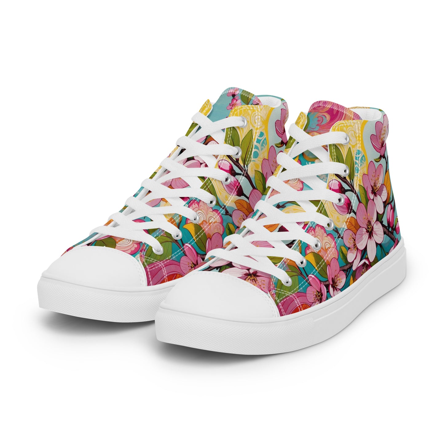 Women’s Floral High Top Sneakers – Colorful Canvas Streetwear Shoes - LucyKay store