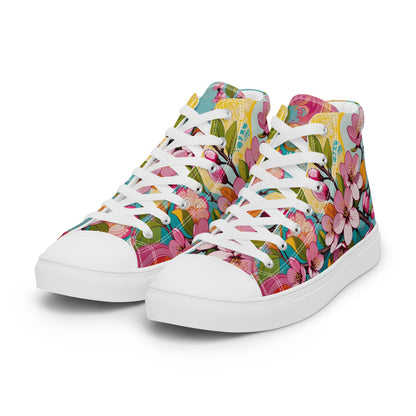 Women’s Floral High Top Sneakers – Colorful Canvas Streetwear Shoes - LucyKay store